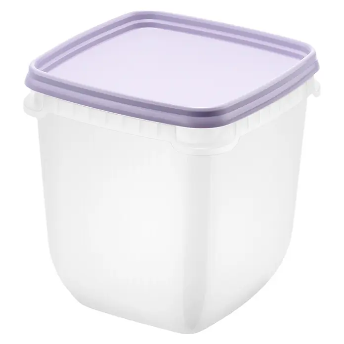 SmartStore Vorratsdosen-Set - L x B x H: 12 x 12 x 12,5 cm, Kunststoff, Weiß/Violett - Weißer Kunststoffbehälter mit helllila Deckel.