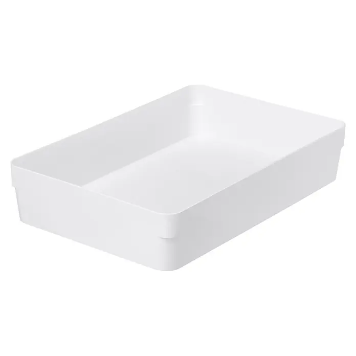 SmartStore Vorratsdose Compact Sort - L x B x H: 20 x 29,5 x 6 cm, Kunststoff, Weiß - Weißes rechteckiges Aufbewahrungstablett aus Kunststoff.