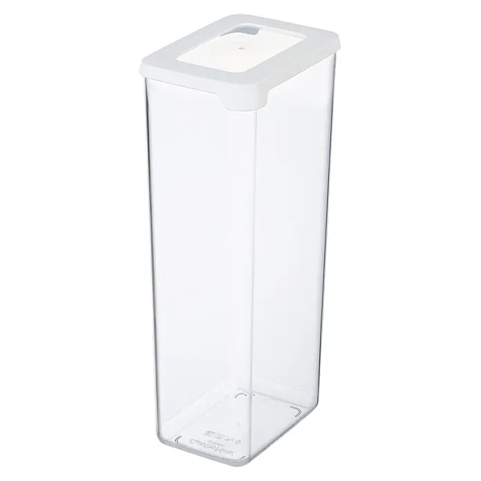 SmartStore Vorratsdose Vision - L x B x H: 12,5 x 9 x 28 cm, Kunststoff, Weiß - Hoher, klarer Kunststoff-Vorratsbehälter mit weißem Deckel.