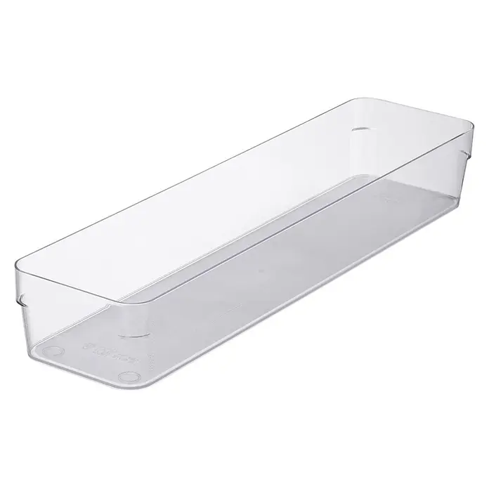 SmartStore Vorratsdose Compact Sort - L x B x H: 10 x 39,5 x 6 cm, Kunststoff, Transparent - Klarer rechteckiger Kunststoff-Aufbewahrungsbehälter für Schubladen oder Regale.