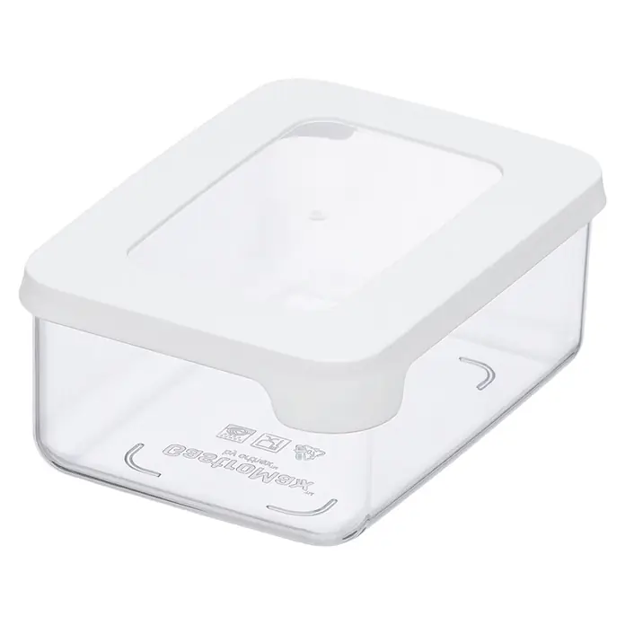 SmartStore Vorratsdose Vision - L x B x H: 12,5 x 9 x 5 cm, Kunststoff, Weiß - Klarer, rechteckiger Lebensmittelbehälter mit weißem Deckel.