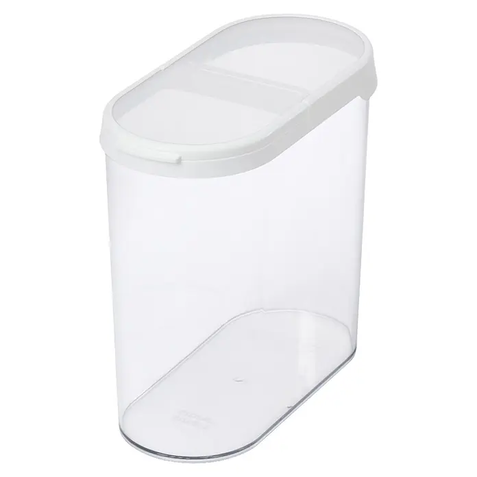 SmartStore Vorratsdose Flip - L x B x H: 18,5 x 9,5 x 17 cm, Kunststoff, Weiß - Transparenter Kunststoff-Vorratsbehälter mit weißem Deckel und integriertem Ausgießer.