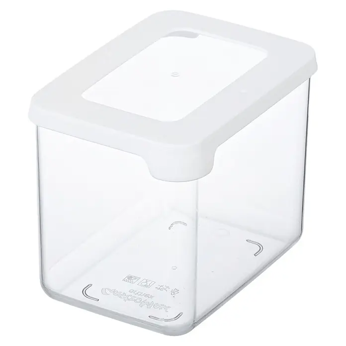 SmartStore Vorratsdose Vision - L x B x H: 12,5 x 9 x 10 cm, Kunststoff, Weiß - Durchsichtiger rechteckiger Kunststoff-Vorratsbehälter mit weißem Deckel.