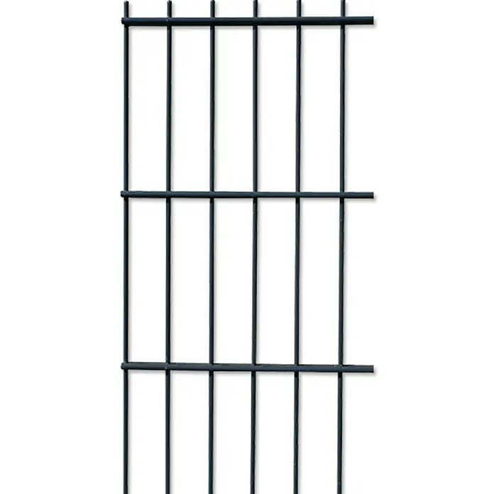 Hadra Mattenzaun - L x H: 250 x 103 cm, Anthrazit - Nahaufnahme eines Metallgitterzauns, der Stabilität und Sicherheit durch sein robustes Design und seine vertikalen Streben bietet.