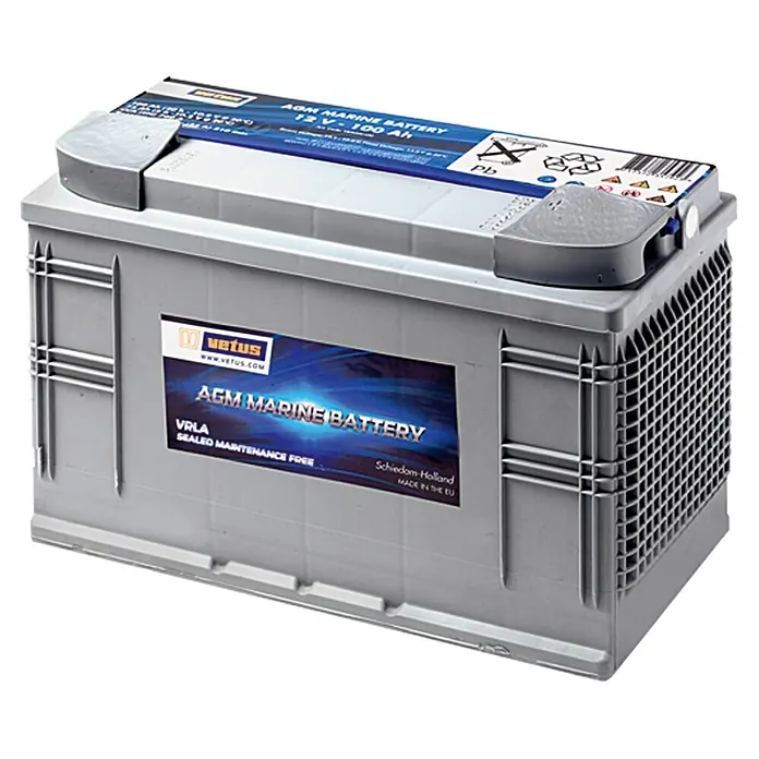 Vetus Bootsbatterie AGM - 100 Ah, 12 V - AGM Marine Batterie 12V-100Ah von Vetus, zuverlässige Energiequelle für Boote. Wartungsfrei, hohe Leistung und lange Lebensdauer.