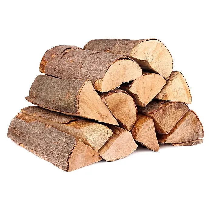 HOLZBRX Kaminholz HOLZBRX ® Brennholz Buche 25cm 1RM-Box - Buche, 500 kg - Gestapelte gespaltene Holzscheite mit rauer Rinde und hellem Holz.