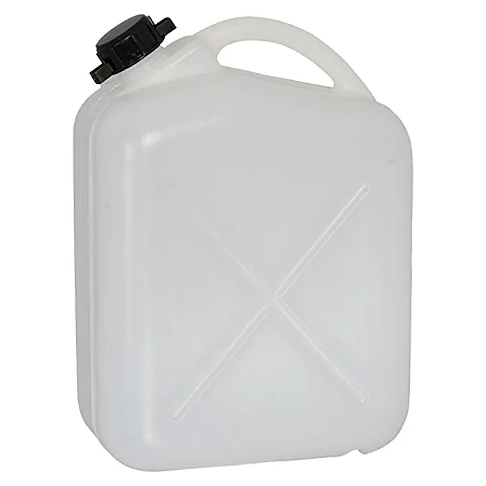 Geli Wasserkanister - 10 l - Ein weißer Kunststoffkanister mit schwarzem Schraubverschluss und Tragegriff. Ideal für Flüssigkeiten aller Art.