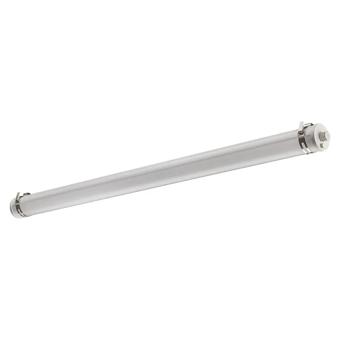 Pracht LED-Feuchtraumlichtleiste TUBIS BL LED - L x B x H: 162,9 x 8,1 x 8 cm, Lichtfarbe: Neutralweiß, 24 W, IP65 - Robuste weiße LED-Wannenleuchte mit Metallklammern für den industriellen Einsatz.