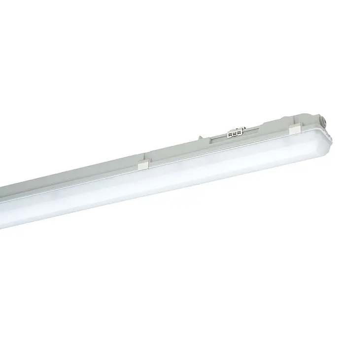 Schuch LED-Feuchtraumlichtleiste LUXANO 2 167 12LG2 VARIO - L x B x H: 118,5 x 8,5 x 8,8 cm, Lichtfarbe: Neutralweiß, 30 W, IP65 - Graue wasserdichte LED-Linearleuchte mit weißem Diffusor.
