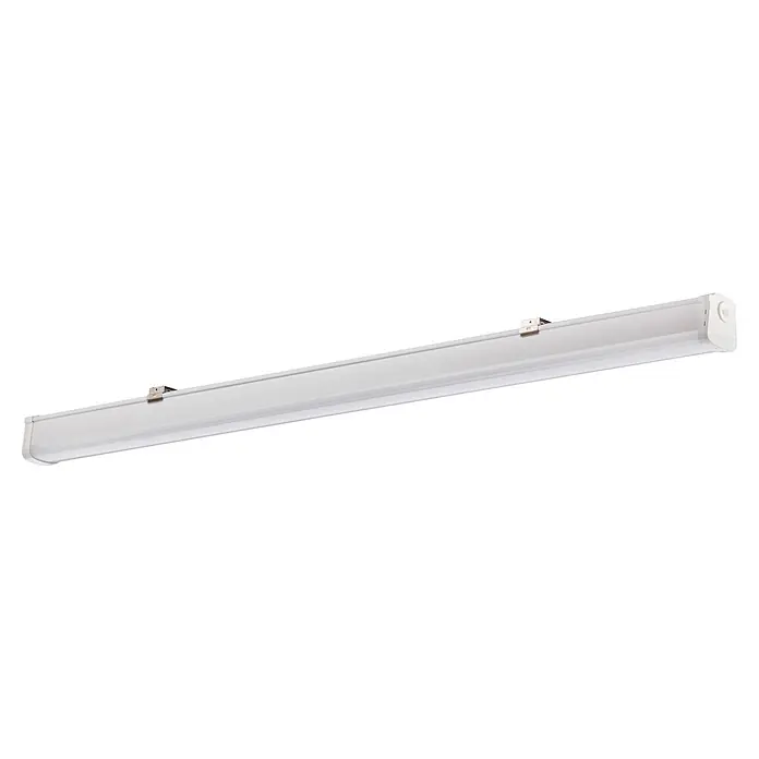 Pracht LED-Feuchtraumlichtleiste KATLA BL LED - L x B x H: 124 x 6,8 x 7,1 cm, Lichtfarbe: Neutralweiß, 20 W, IP65 - Weiße lineare LED-Leuchte mit lichtdurchlässigem Diffusor und Metall-Montageclips.