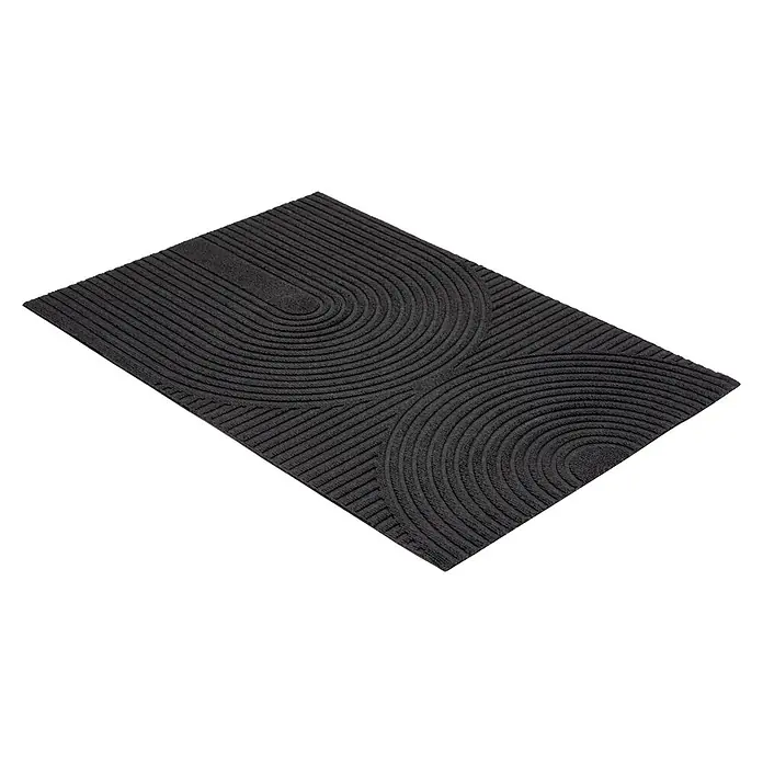 Fußmatte Inside Graphic - 80 x 60 cm, Schwarz, Material Nutzschicht: 100 % Polyester, Semi-Circle - Dunkelgraue, texturierte Matte mit erhabenem geometrischem Muster aus geraden und gekrümmten Linien.