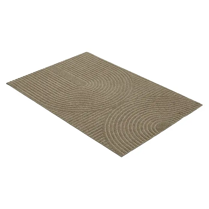 Fußmatte Inside Graphic - 80 x 60 cm, Braun, Material Nutzschicht: 100 % Polyester, Semi-Circle - Rechteckige beigefarbene Matte mit geripptem Muster aus geraden und konzentrischen Linien.