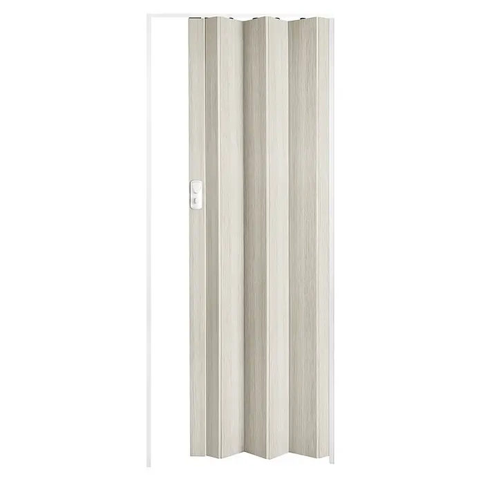 Grosfillex Falttür Spacy - Lärche beige, 84 x 205 cm - Falttür in heller Holzoptik mit weißem Griff.