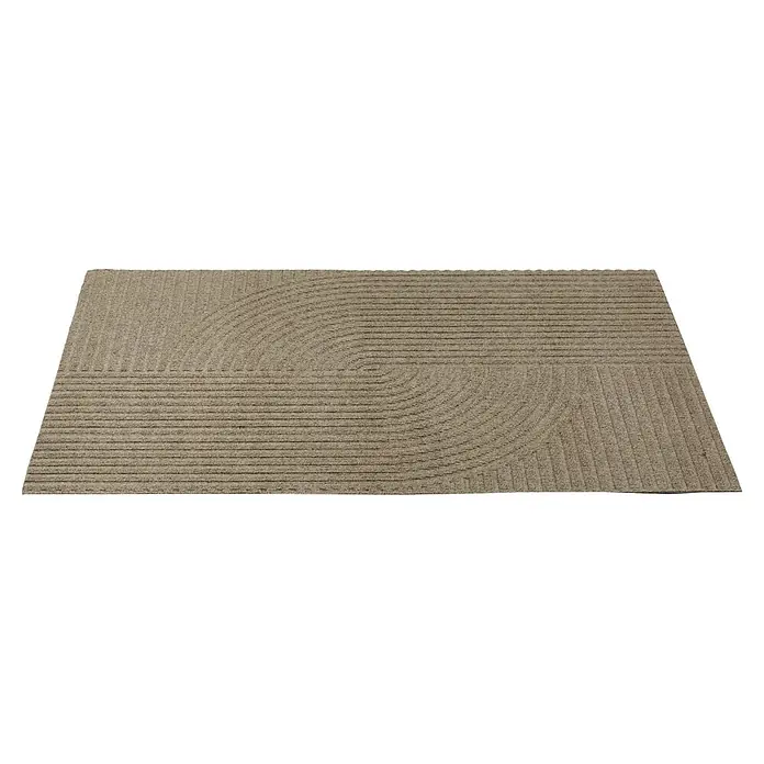 Fußmatte Inside Graphic - 80 x 60 cm, Braun, Material Nutzschicht: 100 % Polyester, Semi-Loop - Strukturierter beiger Teppich mit gerippten und geschwungenen Mustern.