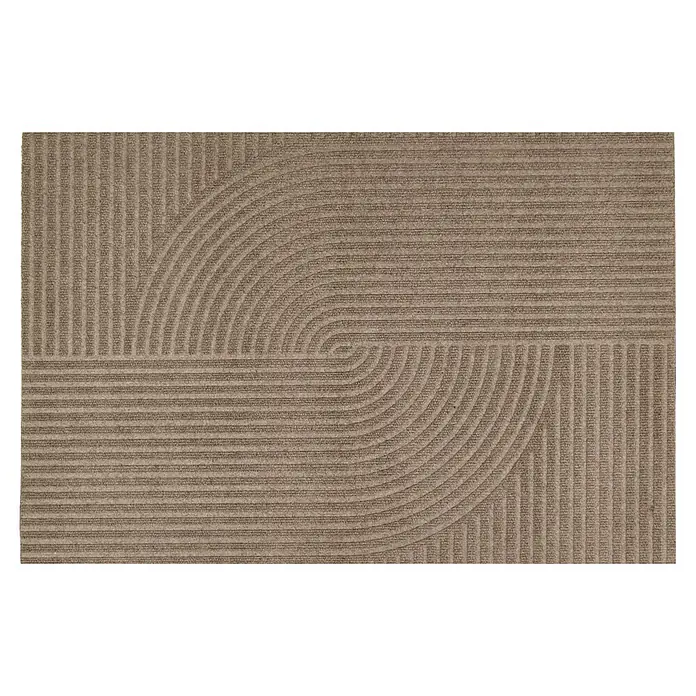 Fußmatte Inside Graphic - 80 x 60 cm, Braun, Material Nutzschicht: 100 % Polyester, Semi-Loop - Beige Matte mit geometrischem Rippenmuster aus sich kreuzenden horizontalen, vertikalen und gebogenen Rillen.