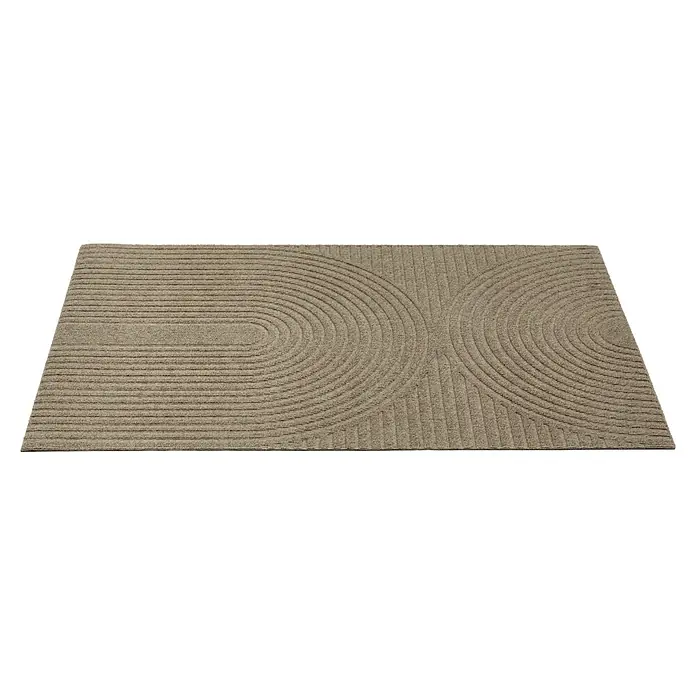 Fußmatte Inside Graphic - 80 x 60 cm, Braun, Material Nutzschicht: 100 % Polyester, Semi-Circle - Beiger rechteckiger Teppich mit erhabener Rippenstruktur und konzentrischen geschwungenen Mustern.