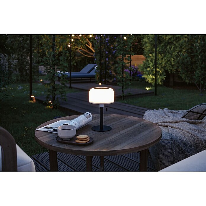 Paulmann Solar-Tischleuchte (Schwarz, IP44, 2 700 K, Ø x H: 148 x 240 mm) | BAUHAUS