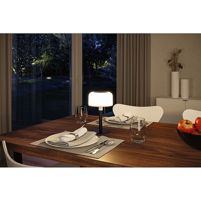 Paulmann Solar-Tischleuchte (Schwarz, IP44, 2 700 K, Ø x H: 148 x 240 mm) | BAUHAUS