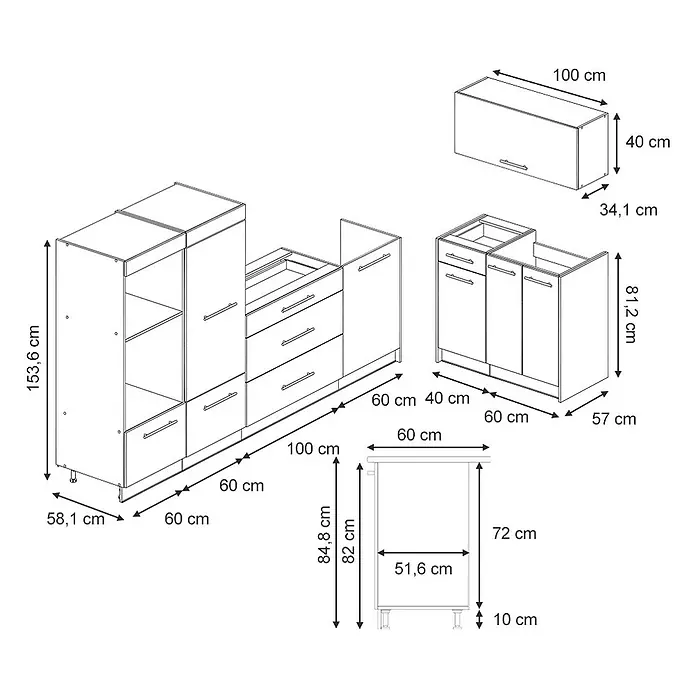 Vicco Küchenzeile - Breite: 380 cm, Anthrazit-Gold Landhaus, Ohne Elektrogeräte - Modulares Küchenschranksystem mit verschiedenen Unter- und Oberschränken und Maßen.