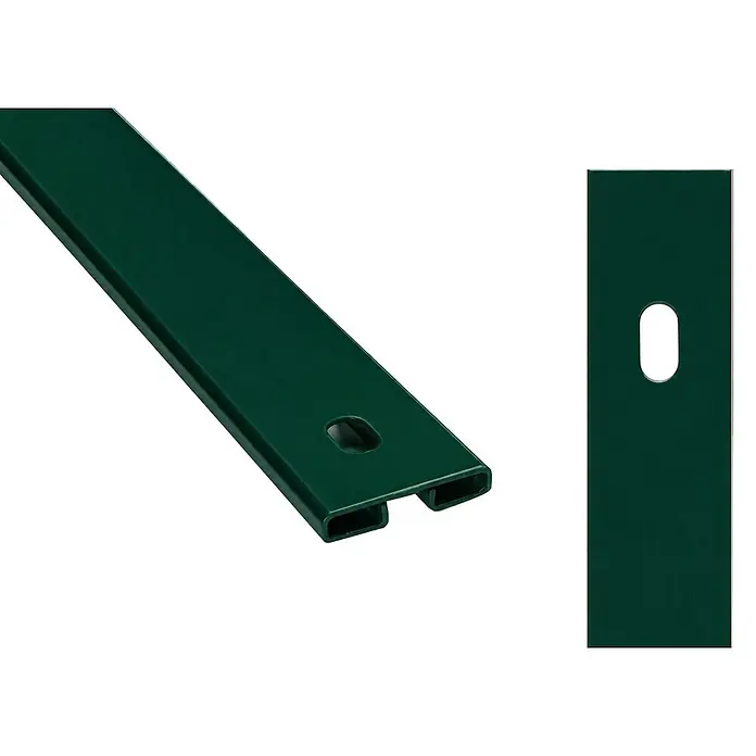 Deutsche Zauntechnik Zaunpfosten Abdeckleiste Vap - Höhe: 4 cm, Moosgrün, Stahl, Passend für: Zaunhöhe 0,83 m - Dunkelgrüner Metallzaunpfosten mit rechteckigem Hohlprofil und Langloch.