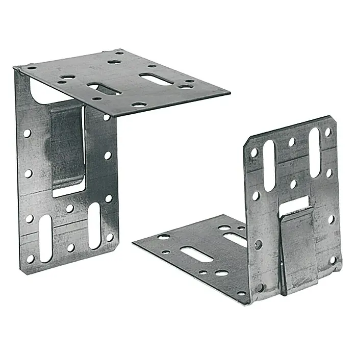 Knauf Türpfostensteckwinkel50 x 130 x 135 mm - Zwei verzinkte Winkelverbinder mit zahlreichen Löchern zur Befestigung verschiedener Bauteile im Bauwesen und der Holzverarbeitung.