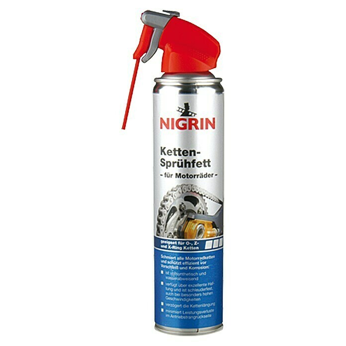 Nigrin Ketten-Sprühfett400 ml, Geeignet für: O-, Z- & X-Ring-Antriebsketten Front View