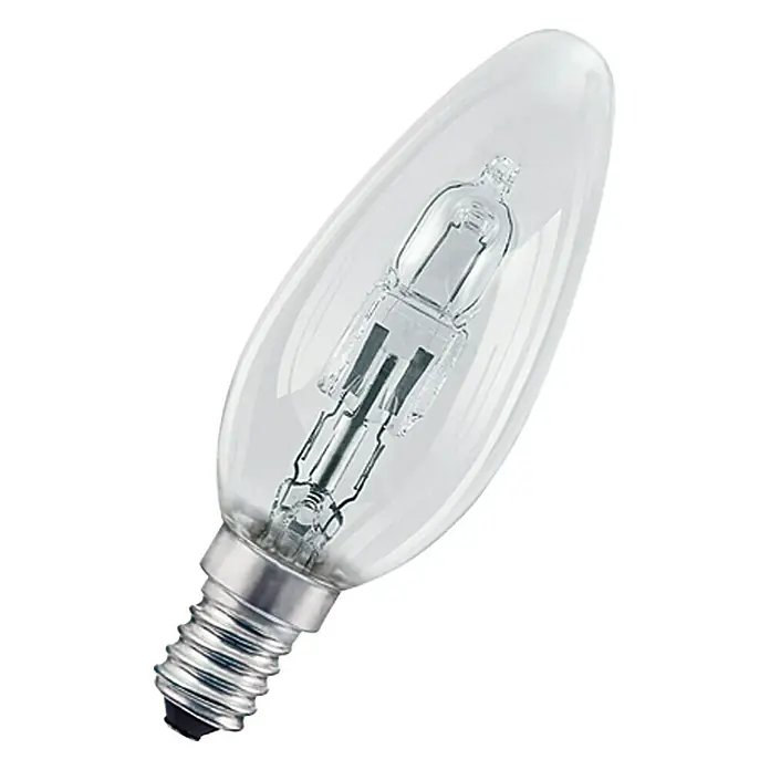 Osram Bombilla halógena incandescente Eco Pro Classic B - E14, 42 W, 230 V, Blanco cálido, 1 ud. - Bombilla halógena clara en forma de vela con base E14, ideal para iluminación ambiental.