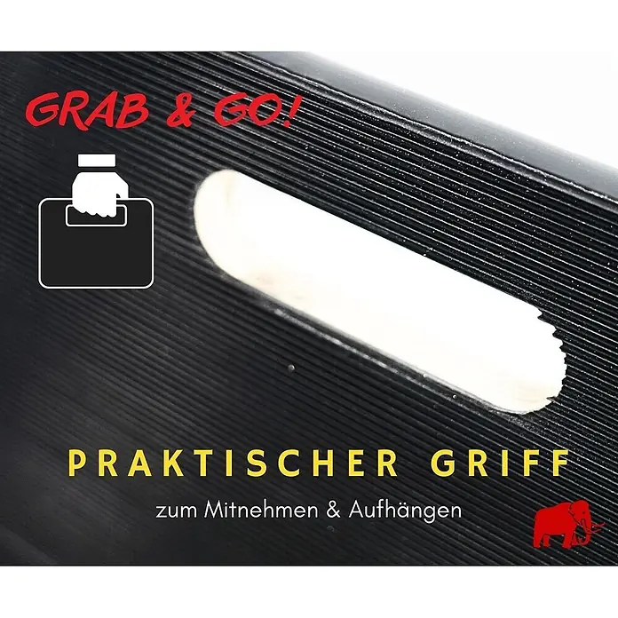 Proregal Transportroller HERCULES 10 Stück Sperrholzplatte mit Gummibelag - Traglast: 500 kg, Holz - Schwarzer strukturierter Koffer mit weißem, integriertem Griff zum einfachen Tragen und Aufhängen.