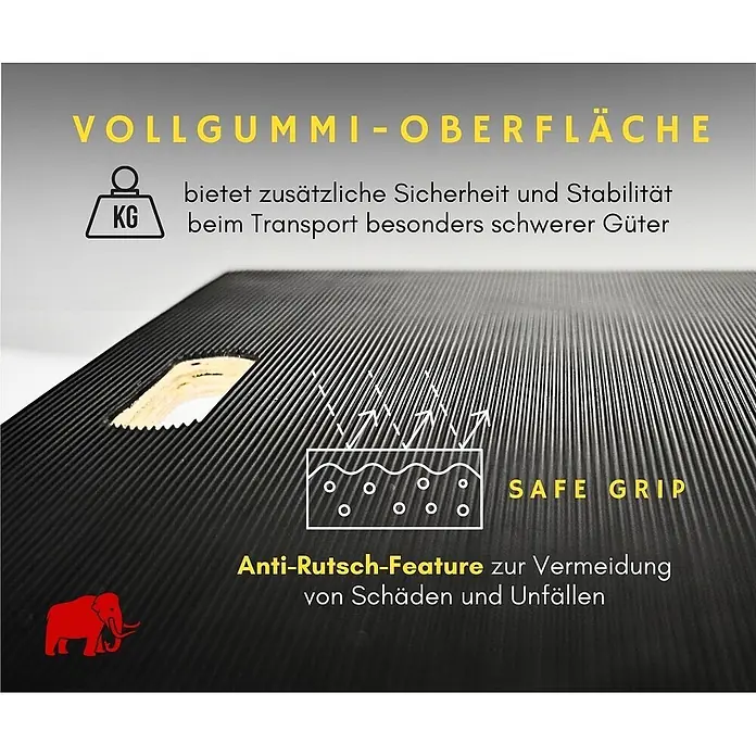Proregal Transportroller HERCULES 10 Stück Sperrholzplatte mit Gummibelag - Traglast: 500 kg, Holz - Dunkle, geriffelte Vollgummi-Oberfläche mit sicherem Halt und Anti-Rutsch-Eigenschaften für stabilen Transport schwerer Güter.