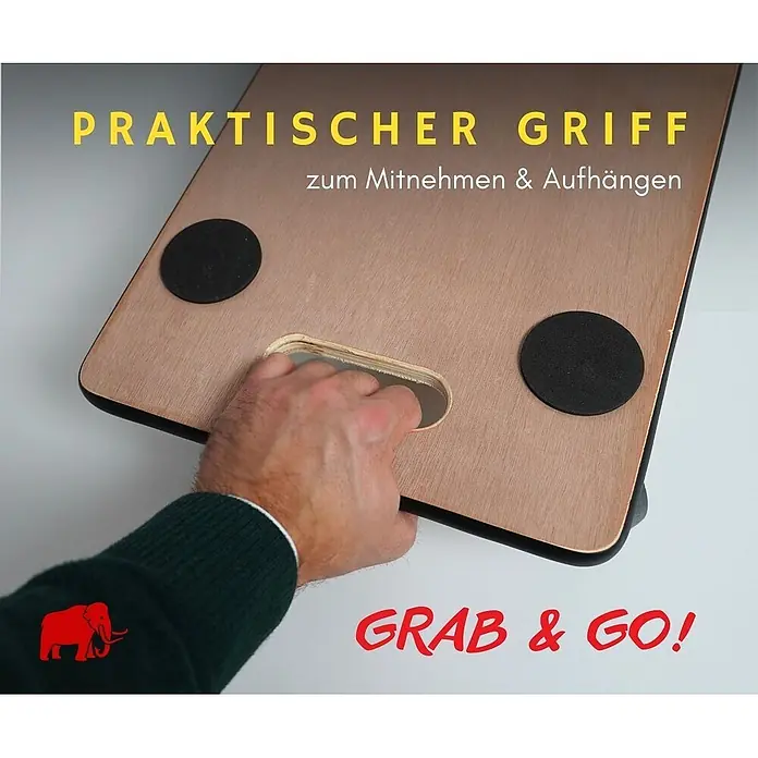 Proregal Transportroller HERCULES 10 Stück Sperrholzplatte - Traglast: 200 kg, Holz - Helle Holzplatte mit Griffloch, von einer Hand gehalten, mit zwei schwarzen Anti-Rutsch-Pads zum Tragen oder Aufhängen.