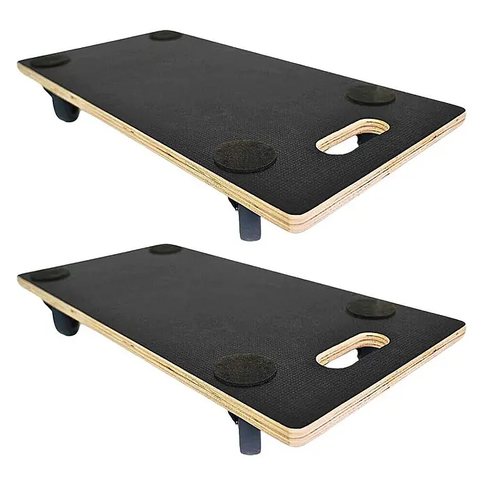Mega Deal 2x Profi Transportroller mit 4 Rollen | HxBxT 11,5x30x60cm | Traglast 200kg | Siebdruck Holzplatte | Schwarz -  - Zwei Rollbretter aus Holz mit schwarzer Anti-Rutsch-Oberfläche, Filzpads und schwarzen Rollen zum einfachen Transport.