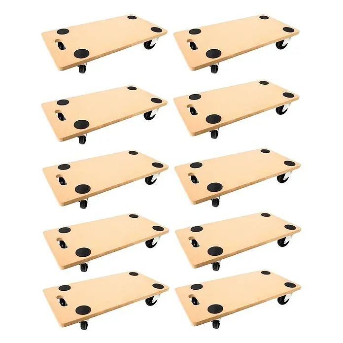 Proregal Transportroller HERCULES 10 Stück MDF Holzplatte - Traglast: 200 kg, Holz - Satz hellbrauner Holzmöbelroller mit schwarzen Antirutschpads und Rollen zum Bewegen schwerer Gegenstände.