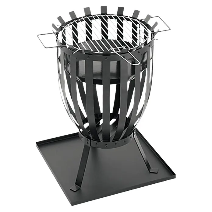 Grillstar Grill-Feuerkorb Reno - Schwarz, Durchmesser: 35 cm - Abgebildete Feuerschale mit Grillrost, ideal für gemütliche Abende im Freien. Das robuste Design macht sie zu einem langlebigen Begleiter.