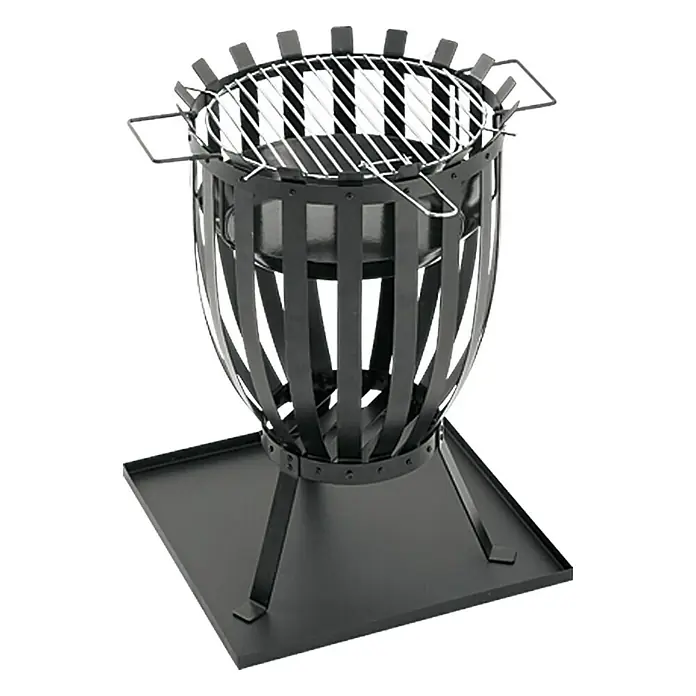 Grillstar Grill-Feuerkorb Reno - Schwarz, Durchmesser: 35 cm - Abgebildete Feuerschale mit Grillrost, ideal für gemütliche Abende im Freien. Das robuste Design macht sie zu einem langlebigen Begleiter.