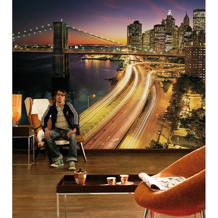 Komar Fototapete New York City Lights (8-tlg., 368 x 254 cm, Papier)