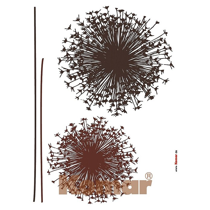 Komar Dekosticker (Pusteblume, Braun, 50 x 70 cm)