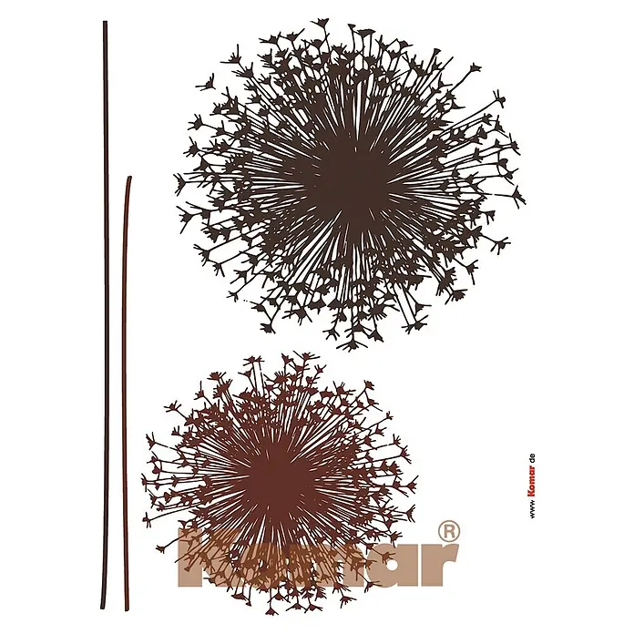 Komar Dekosticker Pusteblume - Braun, 50 x 70 cm - Zwei dekorative Pusteblumen-Wandaufkleber in Braun verleihen jedem Raum eine natürliche und elegante Note. Perfekt für stilvolle Akzente.