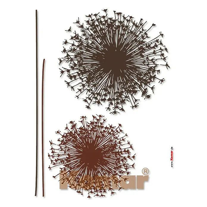 Komar Dekosticker Pusteblume - Braun, 50 x 70 cm - Zwei dekorative Pusteblumen-Wandaufkleber in Braun verleihen jedem Raum eine natürliche und elegante Note. Perfekt für stilvolle Akzente.