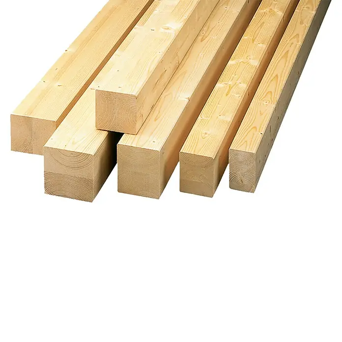Leimbinder Si - Fichte, Max. Zuschnittsmaß: 6 m, Breite: 6 cm, Stärke: 12 cm - Helle, gehobelte Holzpfosten aus Fichtenholz, ideal für Bauprojekte und DIY-Arbeiten. Das natürliche Holzmuster ist gut sichtbar.