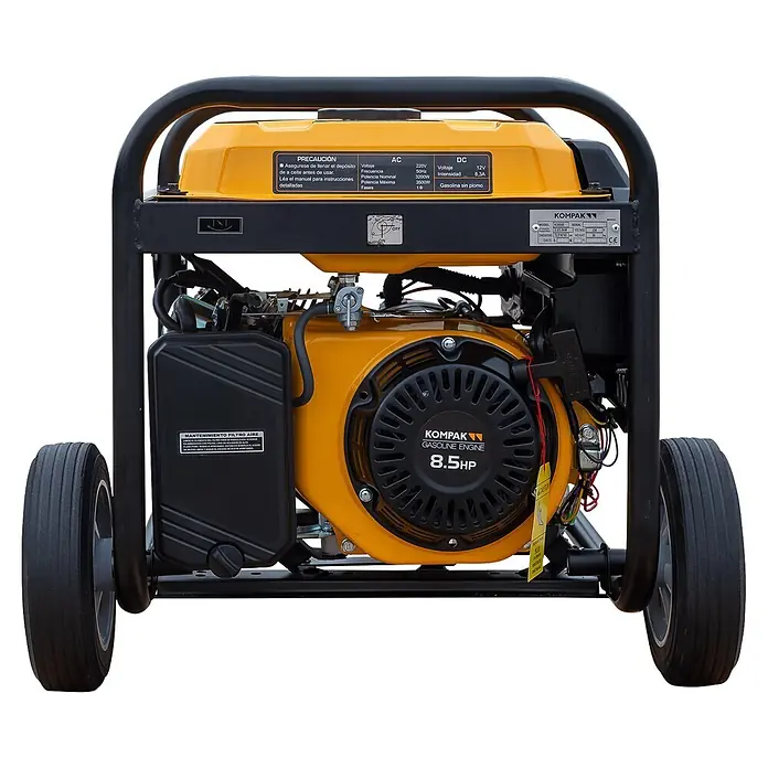 Generador K3500E - Potencia nominal: 3.200 kW, Volumen del depósito: 15 l - Generador de gasolina portátil amarillo y negro con ruedas.
