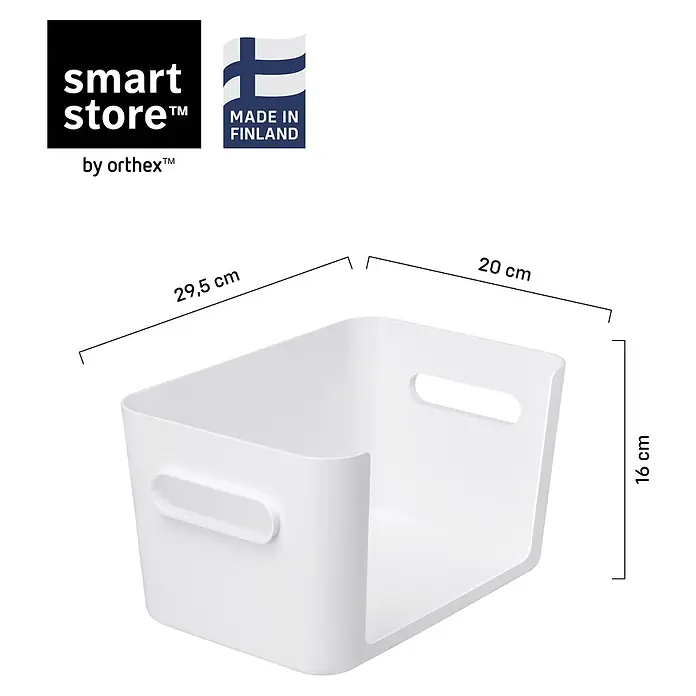 SmartStore Vorratsdose Compact Access - L x B x H: 20 x 29,5 x 16 cm, Kunststoff, Weiß - Weiße Kunststoff-Aufbewahrungsbox mit Griffausschnitten, 29,5 x 20 x 16 cm.