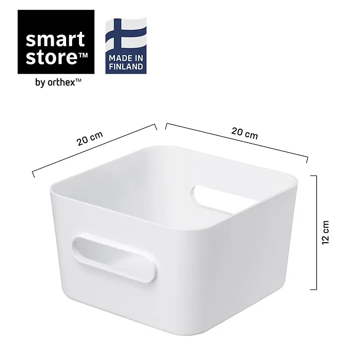 SmartStore Vorratsdose Compact - L x B x H: 20 x 20 x 12 cm, Kunststoff, Weiß - Weiße SmartStore Aufbewahrungsbox von Orthex, 20x20x12 cm, mit seitlichen Griffen.