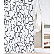Venus Douchegordijn, textiel Stone (180 x 200 cm, Zwart/Wit)