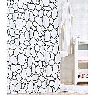 Venus Douchegordijn, textiel Stone (180 x 200 cm, Zwart/Wit)
