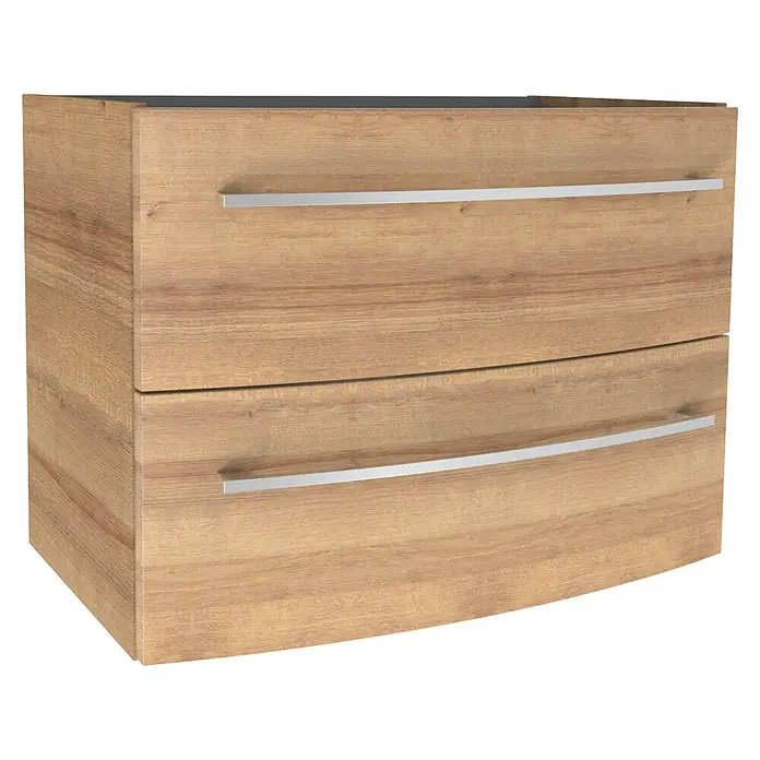 Camargue Swing K Waschtischunterschrank - B x T x H: 69,4 x 43,9 x 51,8 cm, Berg Eiche, Farbe Griff: Chrom - Diagonale Ansicht