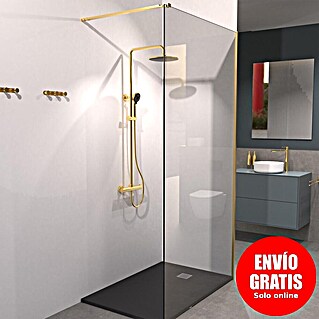 Camargue Mampara de ducha fija Mannheim (An x Al: 100 x 200 cm, Oro)