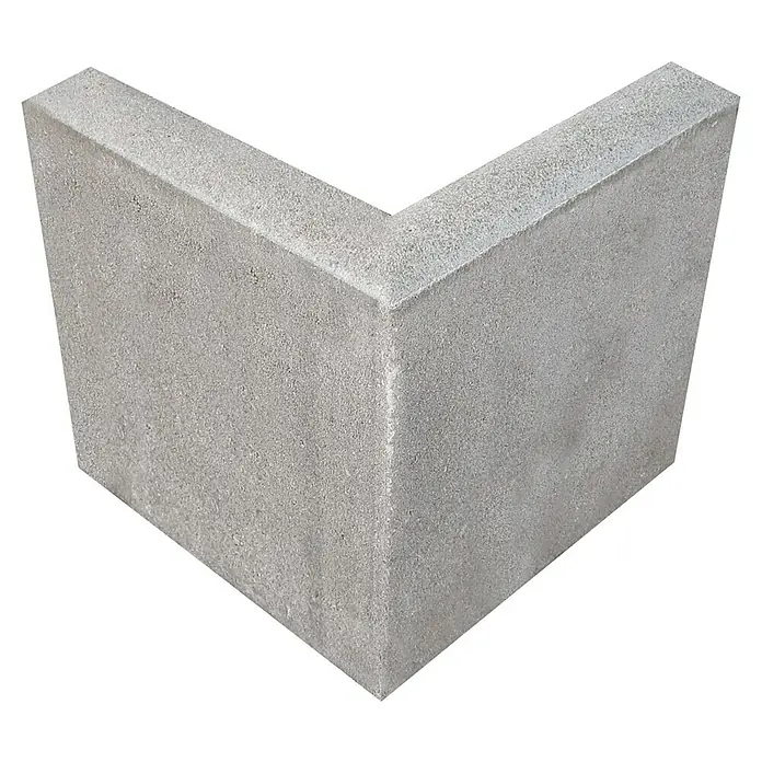 EHL Rasenkante Ecke - Grau, Beton - Grauer Eckpflasterstein mit rauer Oberfläche für Garten- und Landschaftsbau, ideal für Mauern und Beeteinfassungen.