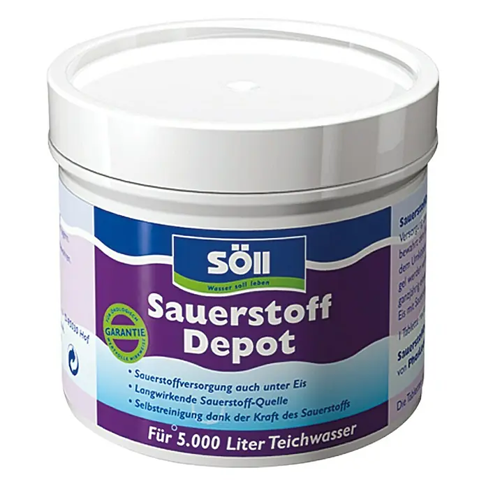 Söll Sauerstoffdepot-Tabs - 10 Stk. - Söll Sauerstoff Depot für 5.000 Liter Teichwasser. Sauerstoffversorgung auch unter Eis und Selbstreinigung dank der Kraft des Sauerstoffs.