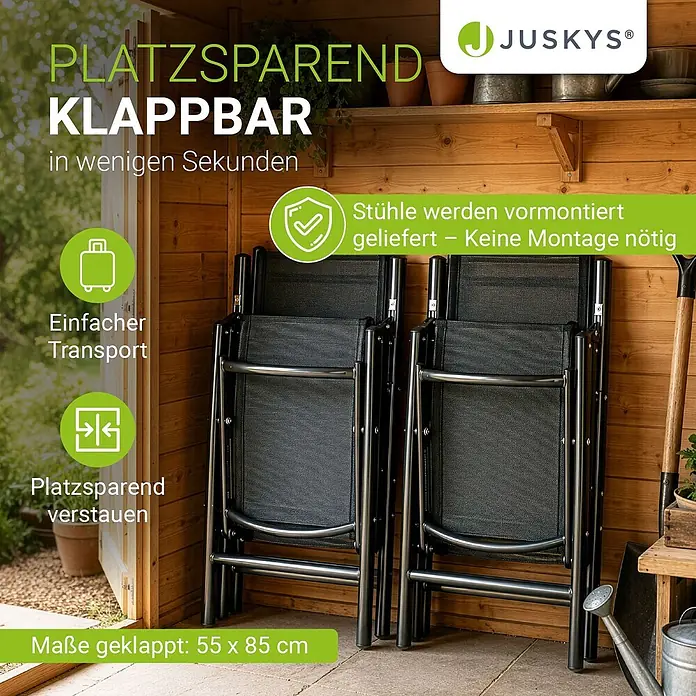 Juskys Gartentisch-Set Milano - L x B x H: 90 x 150 x 75 cm, Gestell: Pulverbeschichtetes Aluminium; Geflecht: Textilgewebe (100% Polyester, PVC-ummantelt); Tischplatten: 5mm Sicherheitsglas