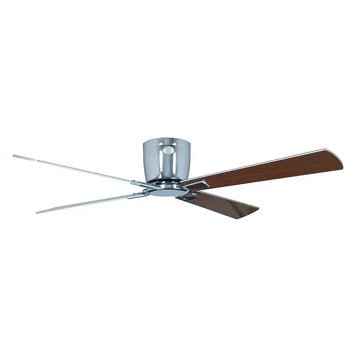 Vam Deckenventilator Energiespar Deckenventilator LUNA 112 cm chrom - WEIß-PINIE, 1.120 mm, 31 W - Verchromter Deckenventilator mit fünf dunkelbraunen Holzflügeln und Chromakzenten.